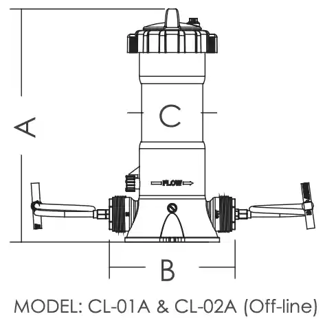 ابعاد کلرزن خطی ایمکس (Emaux) CL-01A (Off-Line) cl01a