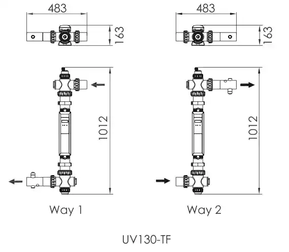 ابعاد ضدعفونی‌کننده نانو ایمکس (Emaux) سری UV-C nt-uv130tf
