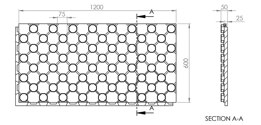 ابعاد عایق شانه تخم مرغی ایزومات (Isomat) ۱۲۰ × ۶۰